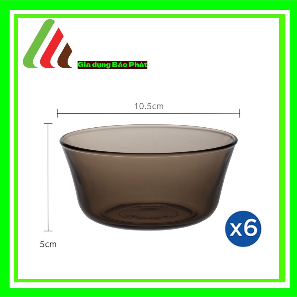Bộ 6 chén thủy tinh chịu lực Duralex Lys cao cấp Pháp màu nâu khói Creole 10.5cm