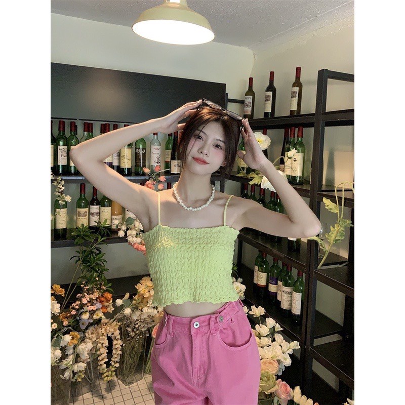 Áo Bra Nữ 2 Dây Xốp Nhún Phong Cách Trẻ Trung ms 587