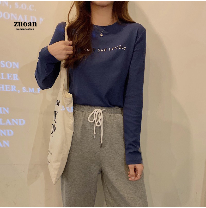 Áo thun SUXI cổ tròn dài tay phong cách Hàn Quốc thời trang dành cho nữ