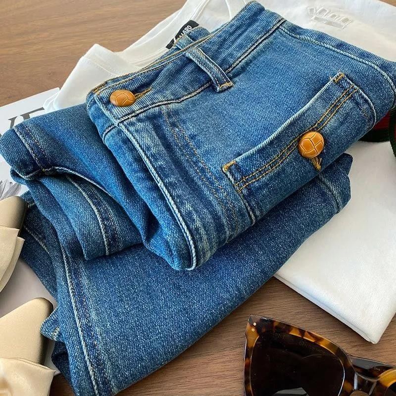 Quần Jean Lưng Cao Ống Suông Thời Trang Vintage Cá Tính Cho Nữ  tao bao