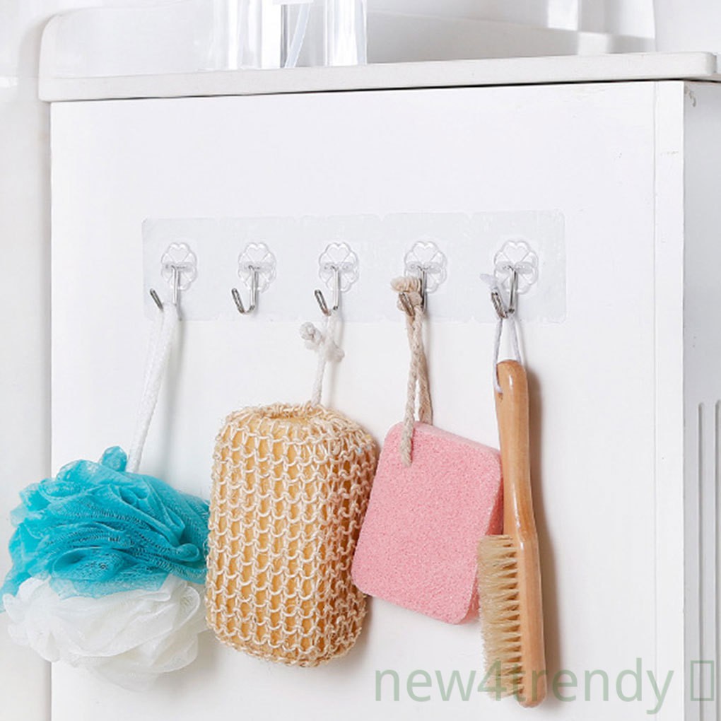 Set 6 móc treo đồ dán tường trong suốt đa năng tiện lợi