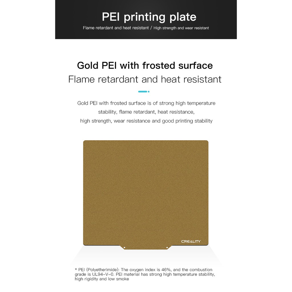 Bộ tấm bàn in mặt nhám PEI Printing Plate Kit Frosted Surface size 235*235*2mm cho series Ender 3 và Ender 5
