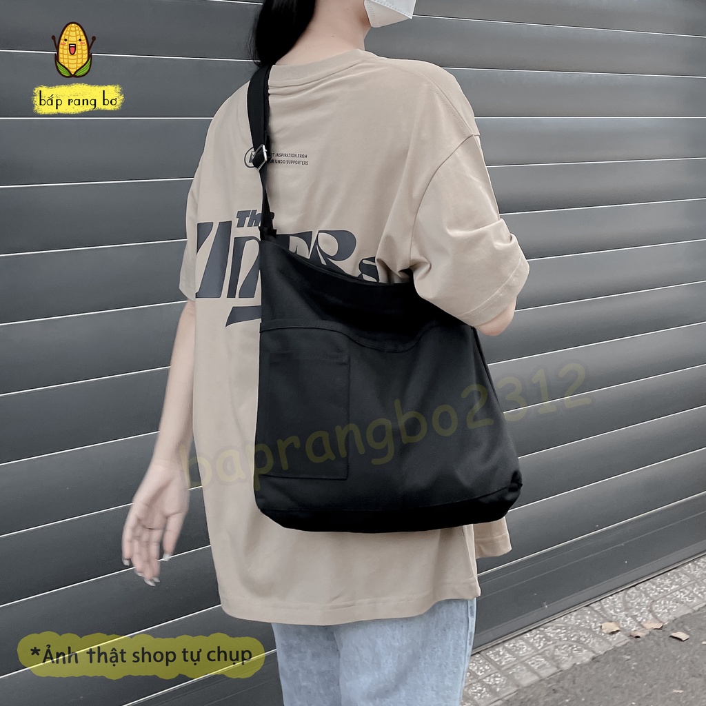TÚI TOTE ĐEO CHÉO 4 NGĂN VẢI CANVAS PHONG CÁCH ULZZANG UNISEX DC13