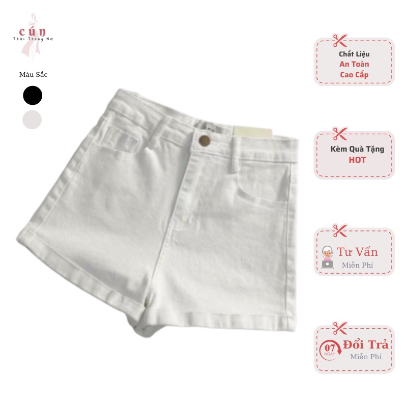 Quần Short Nữ Cạp Cao Lật Lai Chất Kaki Tôn Dáng Hack Chân Dễ Phối Đồ Kiểu Dáng Cá Tính