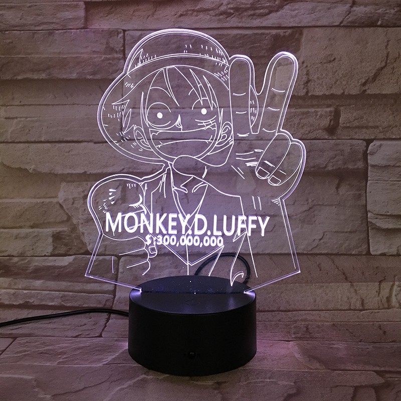 Đèn Led 3d Hình One Piece 7 Màu Trang Trí Nội Thất