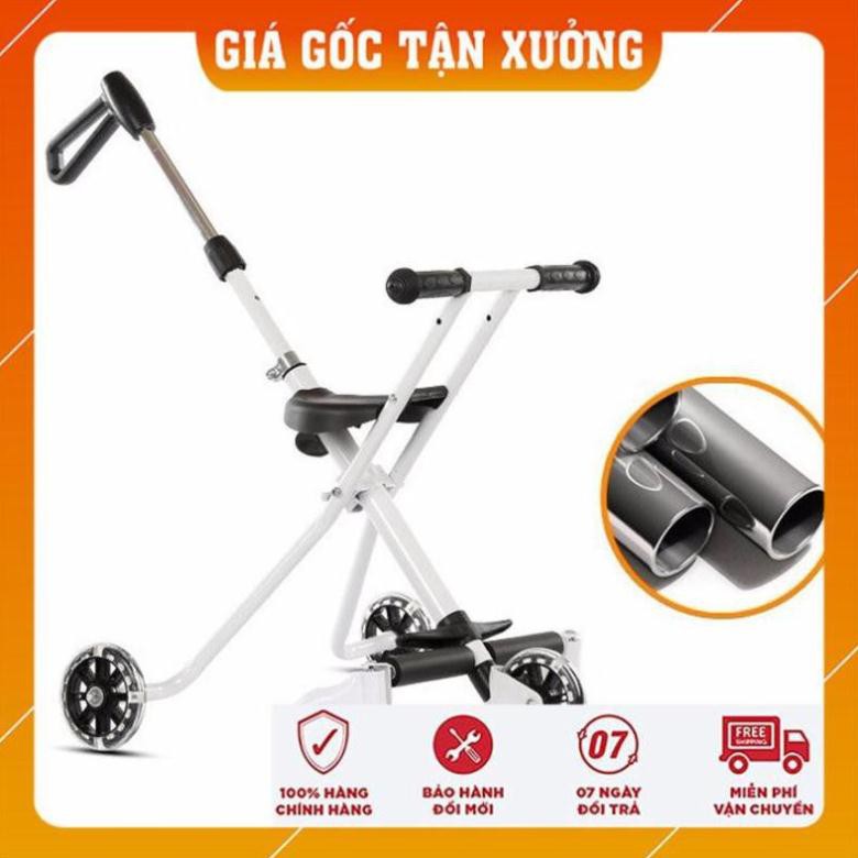 Xe đẩy 5 bánh  tay cong gấp gọn cho bé có giỏ để đồ