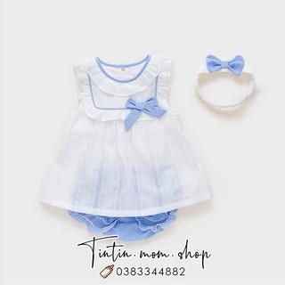 Set váy đũi caro xanh Vlinder kèm quần chip cho bé gái