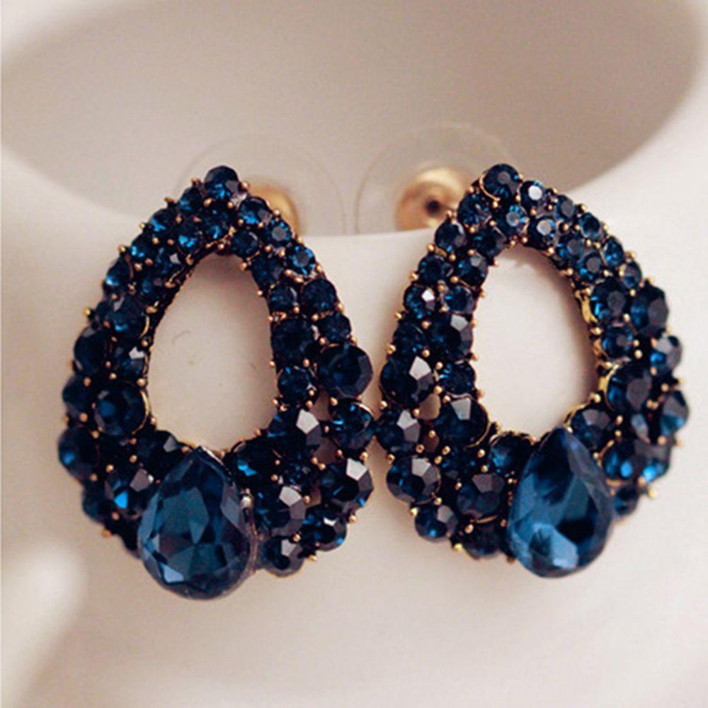 1 Cặp Guốc Màu Xanh Dương Phong Cách Vintage Thanh Lịch Thời Trang Cho Nữ|Bông Tai Hình Giọt Nước Sang Trọng Thời Trang Dự Tiệc