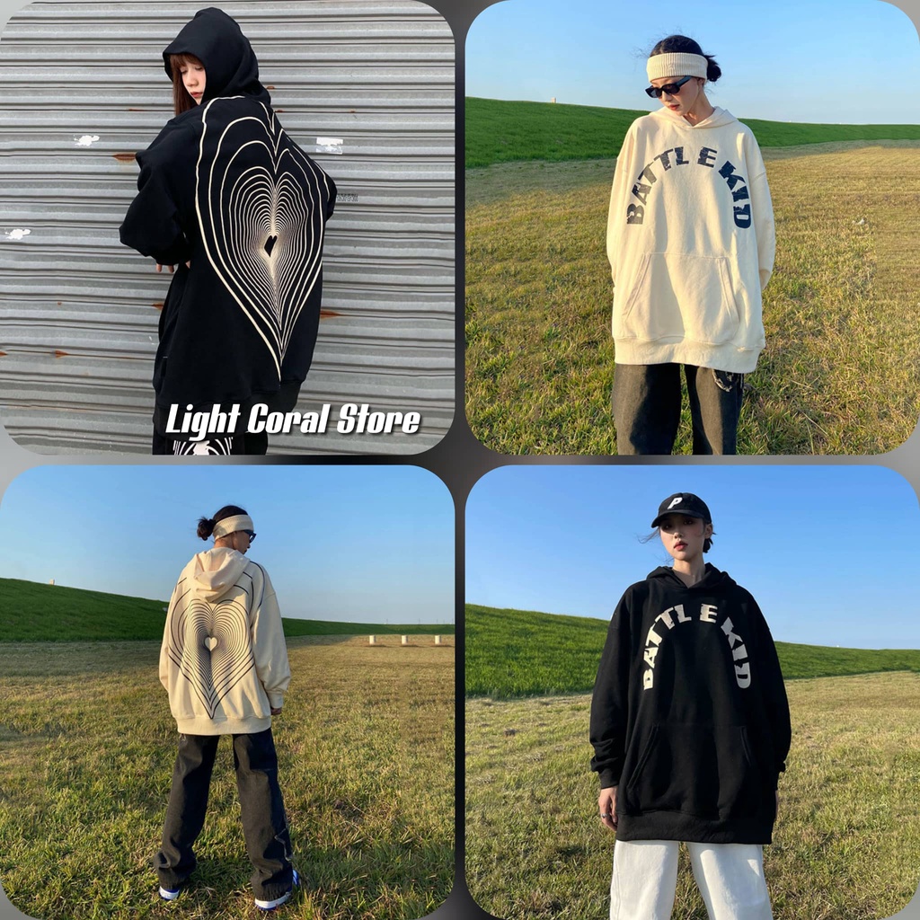 Áo hoodie nỉ da ca và nỉ bông in hình mê cung trái tim local brand hot trend TikTok