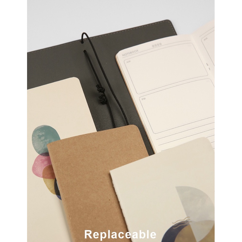 SOL05 Sổ Tay Bìa giả da cao cấp Traveler Notebook SOL House - size to 3 lõi bìa bo góc