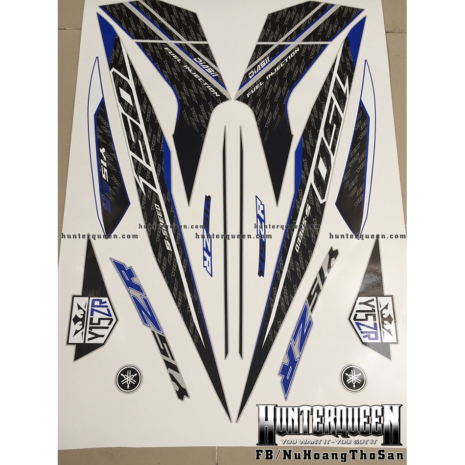 Tem Exciter 150. Tem rời, Y15ZR dán xe bạc mặt nạ xanh. Xe màu khác vui lòng báo để shop phối màu lại cho hợp xe