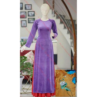 Áo dài nhung mầu tím cà