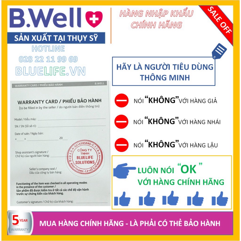 [SIEU SALE] * [Hàng SX tại THỤY SỸ] - MÁY ĐO HUYẾT ÁP CAO CẤP B.WELL MED-55  [100% CHÍNH HÃNG] - BẢO HÀNH 5 NĂM - 1 ĐỔI