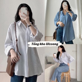 Áo sơ mi nữ sơ mi kẻ cổ vest xếp lệch dài tay