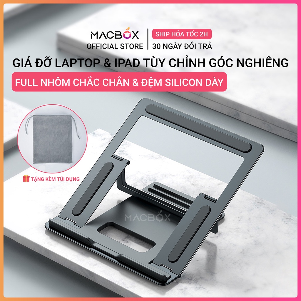 Giá đỡ Laptop, Macbook, Ipad nhôm - Đế tản nhiệt kê laptop có thể gấp gọn CCT8 kích thước lớn