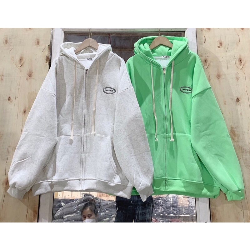 Áo Hoodie Kéo Khóa Lót Nhung, Lông Unissex Thêu Logo OPENING, Hoodie Form rộng | BigBuy360 - bigbuy360.vn