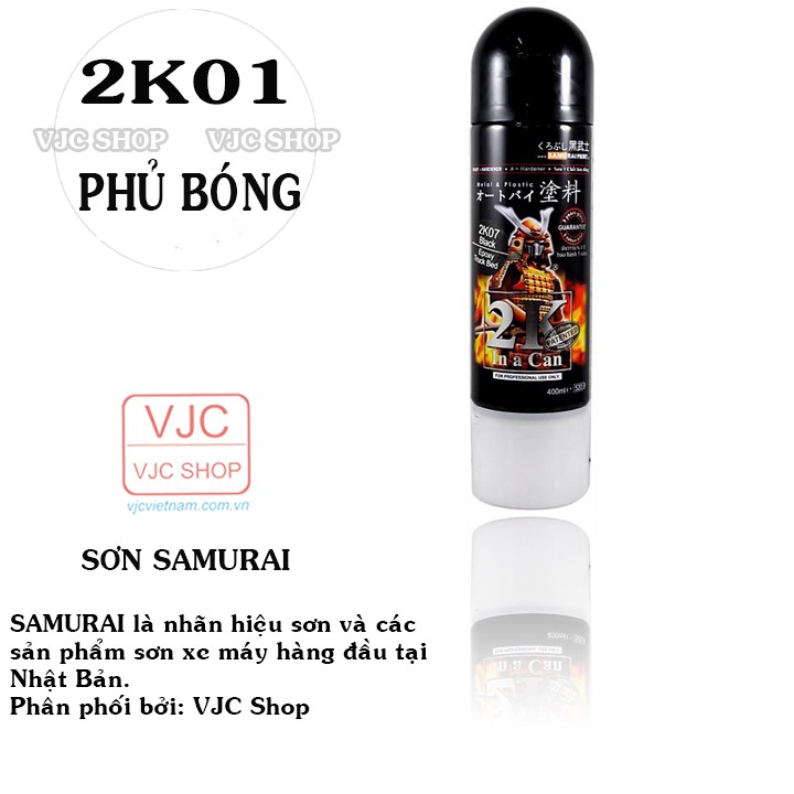 Chai sơn xịt sơn xe máy cao cấp SAMURAI sơn bóng mã 2K01 dung tích 400 ml