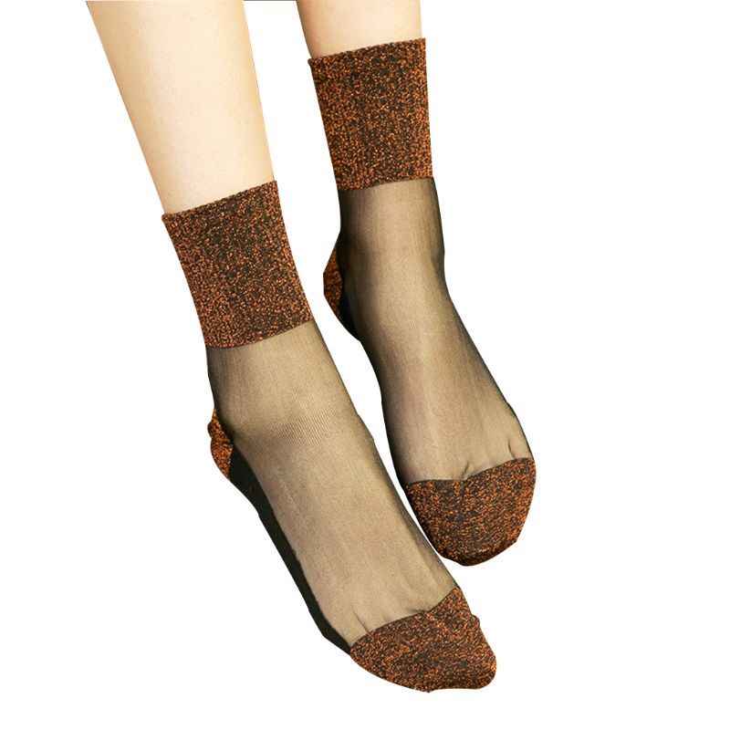 Vớ Lụa Phối Ren Đính Kim Tuyến Lấp Lánh Co Giãn Thời Trang Cho Nữ