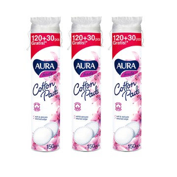 [COMBO 2] BÔNG TẨY TRANG COTTON AURA 150 MIẾNG CHÍNH HÃNG shopmt89