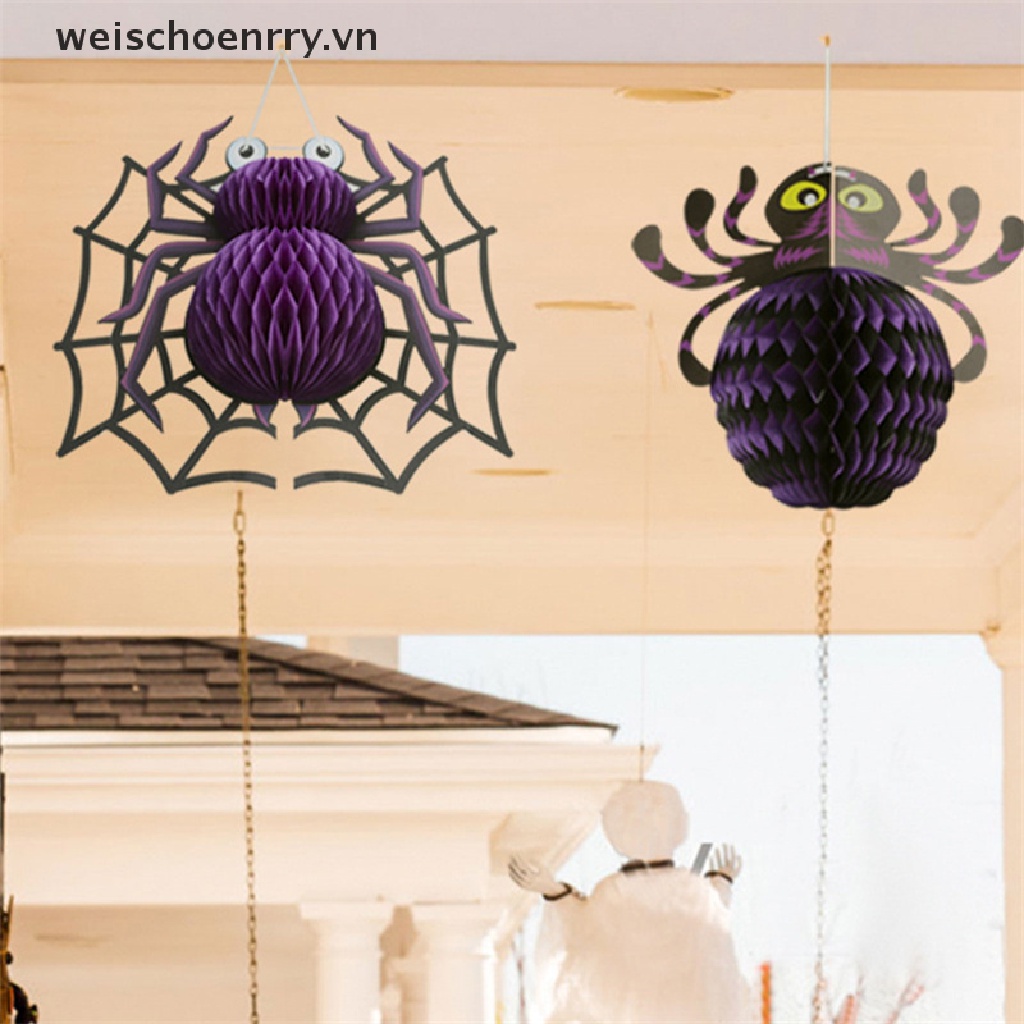 Lồng Đèn Giấy Họa Tiết Tổ Ong / Dơi / Bí Ngô Trang Trí Tiệc Halloween