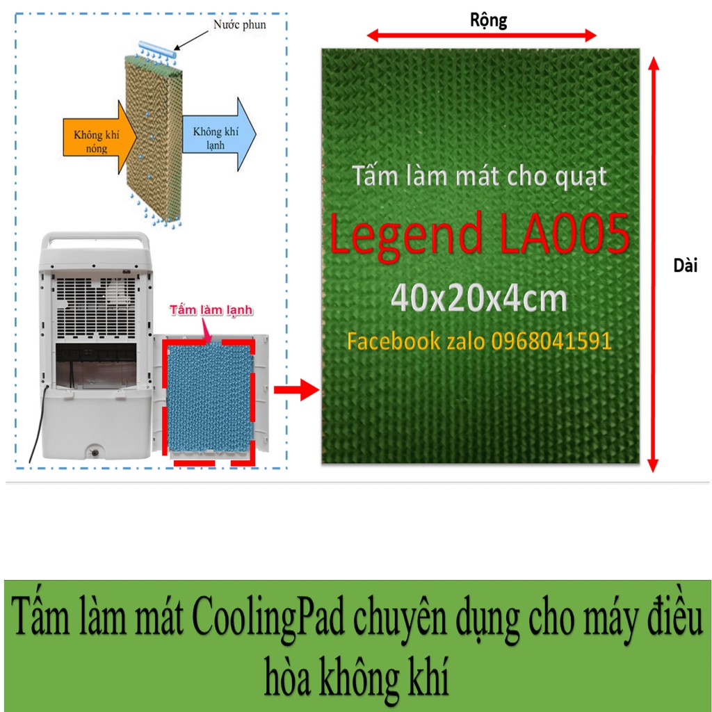 Tấm làm mát Cooling Pad  chuyên dụng cho quạt Legend LA005 40 x 20 x 4cm  (Nâu và XANH)