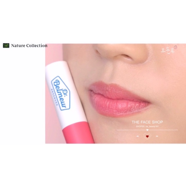 Son dưỡng môi có màu siêu mềm môi dưỡng ẩm hồng hào căng mướt The Face Shop Dr Belmeur Advanced Cica Touch Lip Balm 5.5g