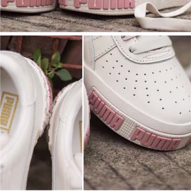 Giày Sneaker trắng sữa chữ hồng Cali Bold da xịn hàng cao cấp dành cho nữ hot 2019-2020.