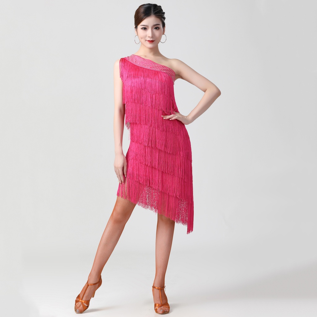 Bộ Trang Phục Nhảy latin Phối Tua Rua Xinh Xắn Cho Nữ