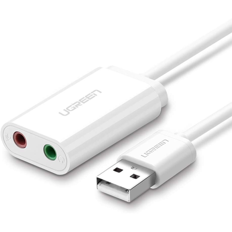 Dây USB 2.0 mở rộng sang đồng thời 2 cổng 3.5mm cho tai nghe + mic UGREEN US205
