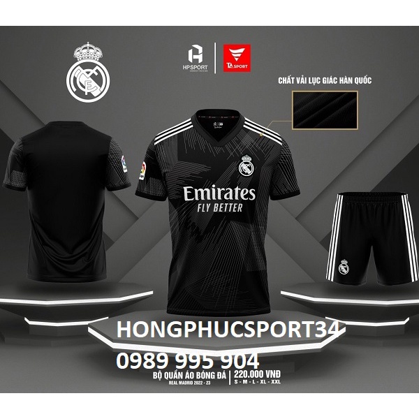 Áo bóng đá áo đá bóng Real Madrid màu đen