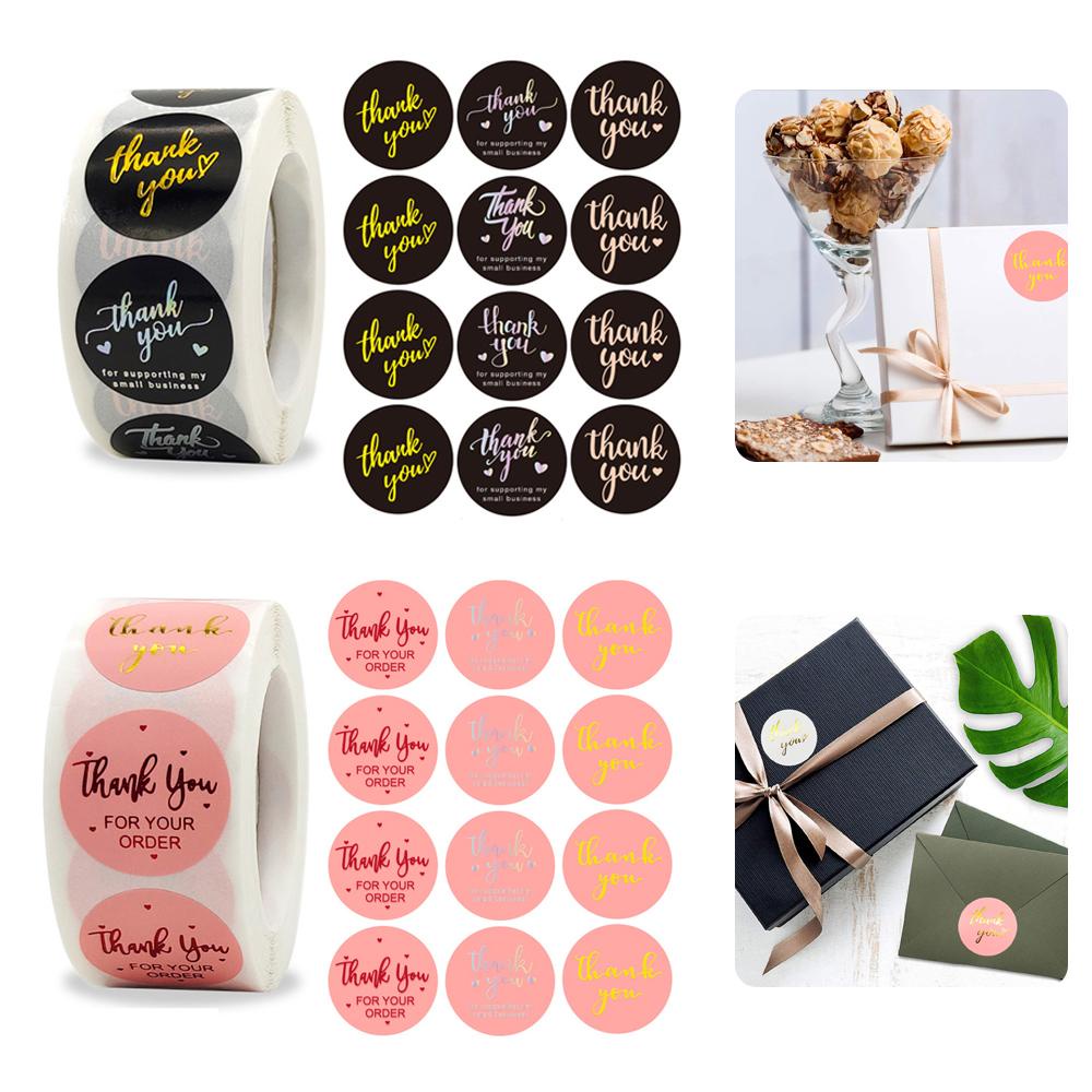 LAKAMIER Cuộn Nhãn Dán Tròn Thank You Trang Trí Quà Tặng Đám Cưới
