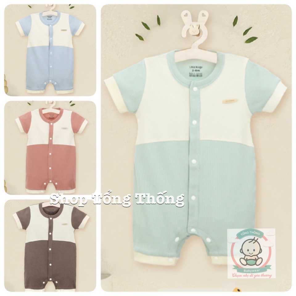 Body Uala Rogo chất vải cotton Hàn Quốc cộc tay cài giữa trơn phối màu cao cấp mềm mịn cho bé trai bé gái 3955