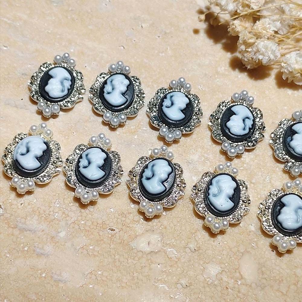 [Hàng mới về] Phụ kiện đính móng tay bằng kim loại có hạt ngọc trai thời trang phong cách Nhật Bản DIY