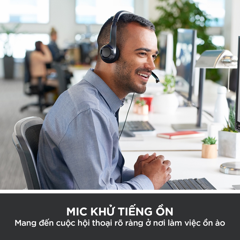 Tai nghe chụp tai LOGITECH H390 giắc cắm USB. Đệm tai êm ái, chống ồn, tích hợp micro chính hãng tại vanphongstar