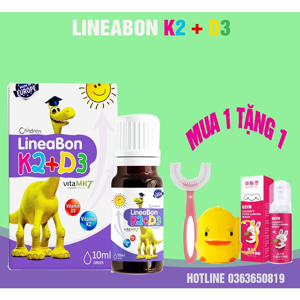 Lineabon k2 d3 Tăng hấp thu canxi cho trẻ phát triển chiều cao tối đa lọ 10ml