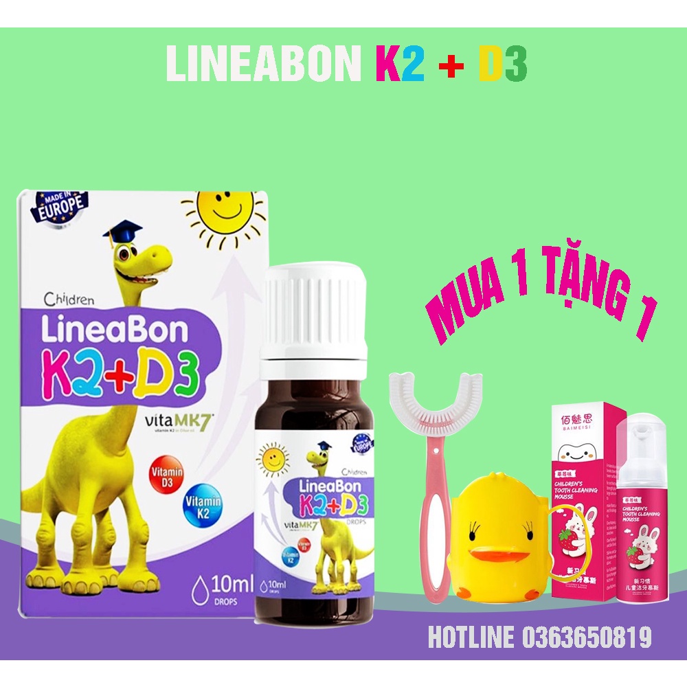 lineabon k2 d3 Tăng hấp thu canxi cho trẻ phát triển chiều cao tối đa lọ 10ml