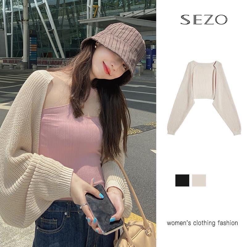 Áo khoác cardigan len tay cánh dơi CROPTOP kiểu Blackpink