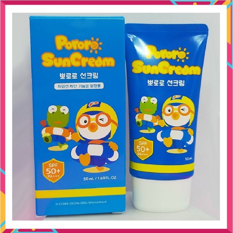 [ Chính Hãng ] Kem Chống Nắng Trẻ Em Pororo Sun Cream Hàn Quốc, Tuýp 50ml, Bảo Vệ Da Của Bé Khi Đi Nắng Hiệu Quả