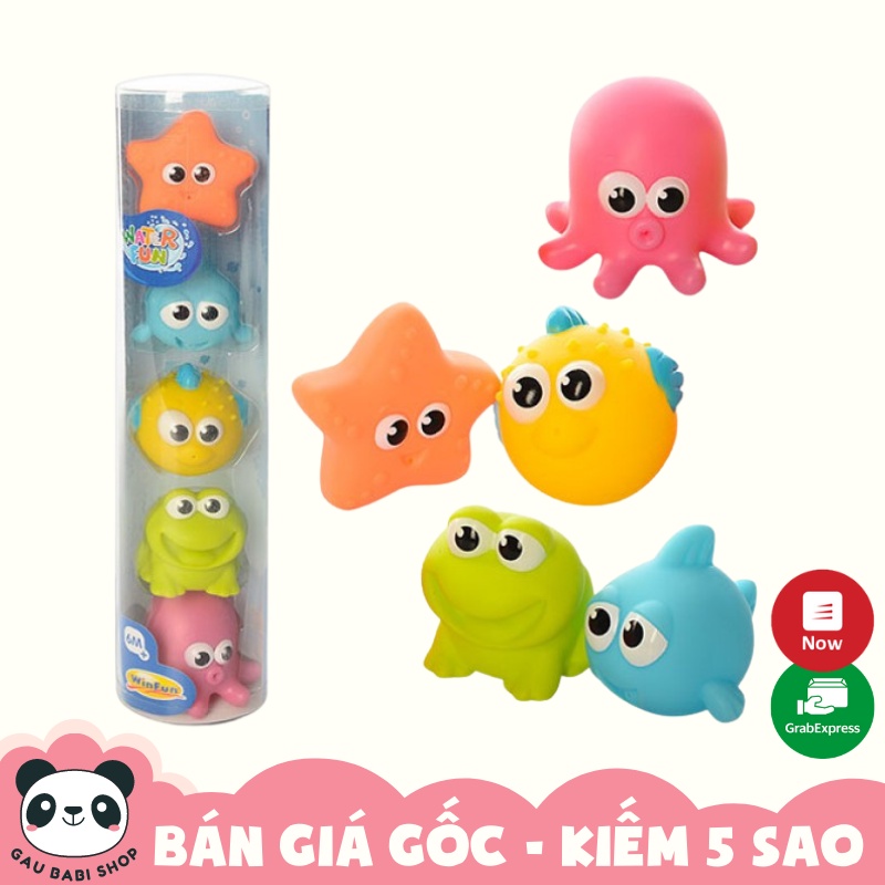 FREE SHIP !!!  Set 5 món đồ chơi tắm phun nước Winfun 7118