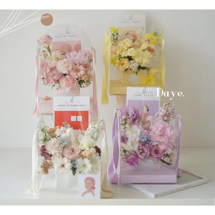 (Không hoa) TÚI HỘP CẮM HOA, QUÀ TẶNG miệng hở - Túi giấy mica đựng hoa phong cách Hàn Quốc