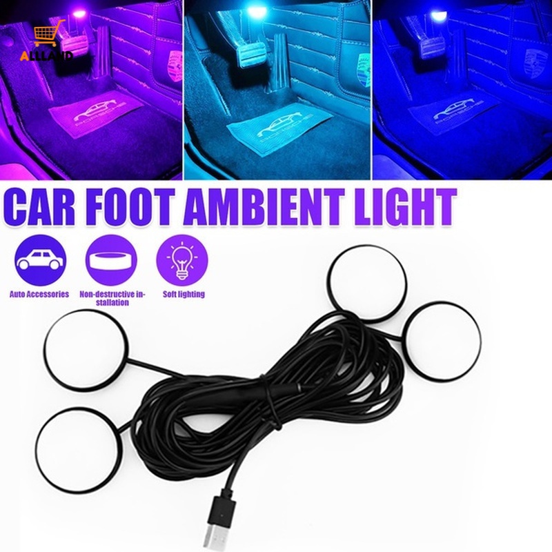 Bộ 4 Đèn LED 3 Màu Hình Ngôi Sao Dùng Trang Trí Nội Thất Xe Hơi Độc Đáo Tiện Dụng