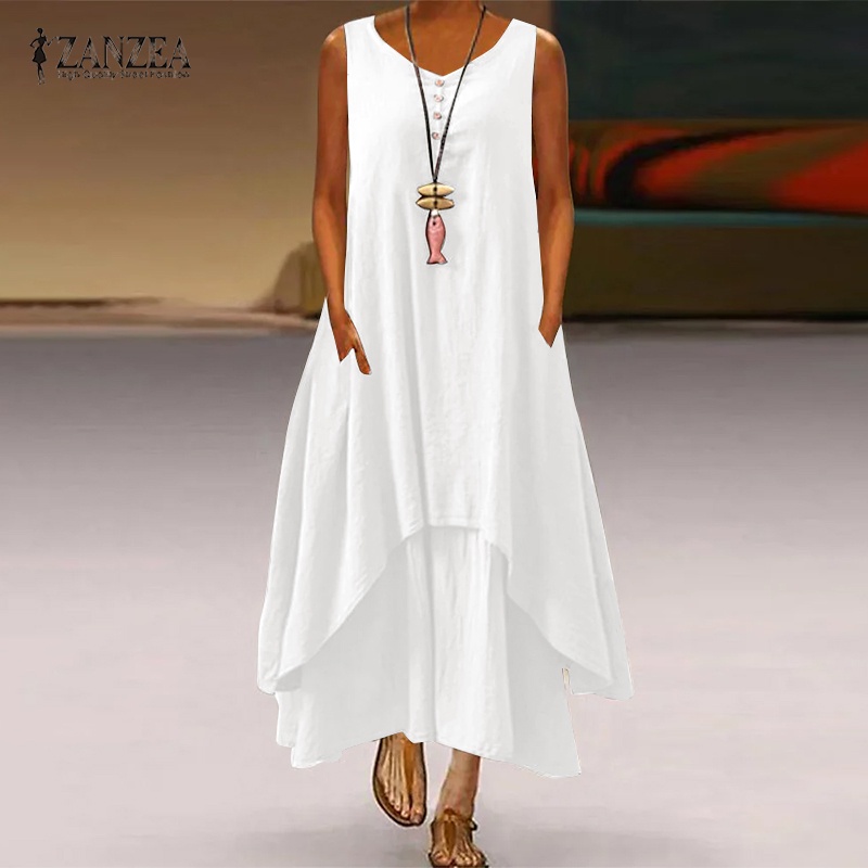 Zanzea Đầm không tay Phong Cách Vintage Xinh Xắn
