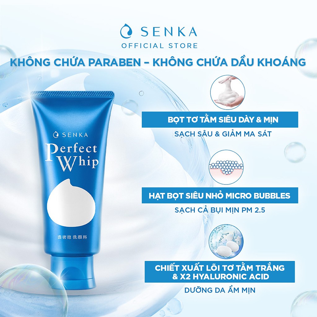 Sữa rửa mặt Senka, sữa rửa mặt tạo bọt Senka Perfect Whip 120g