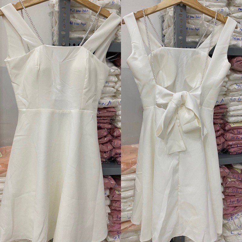 Đâm thiết kế Đầm trắng dạo phố cột nơ lưng,đầm nữ, váy nữ | BigBuy360 - bigbuy360.vn