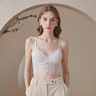 Áo Bralette ren dây chéo đính nút
