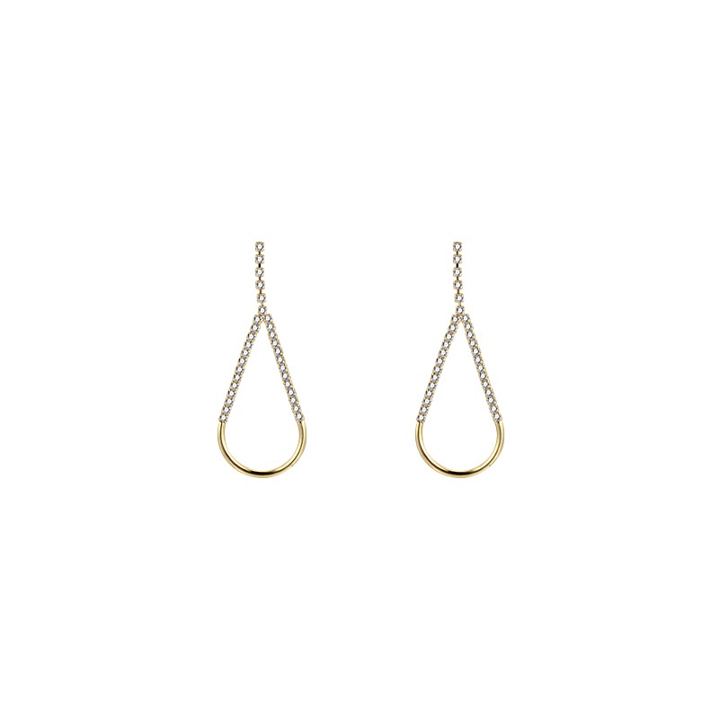 Bông Tai Chữ V Đính Đá Lấp Lánh Thời Trang Hàn Quốc Cho Nữ