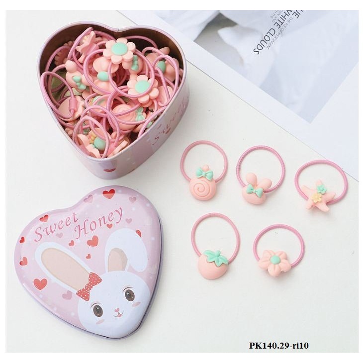 Hộp 40 thun buộc tóc bé gái Hạ Băng Designs mẫu Hello Kitty đáng yêu