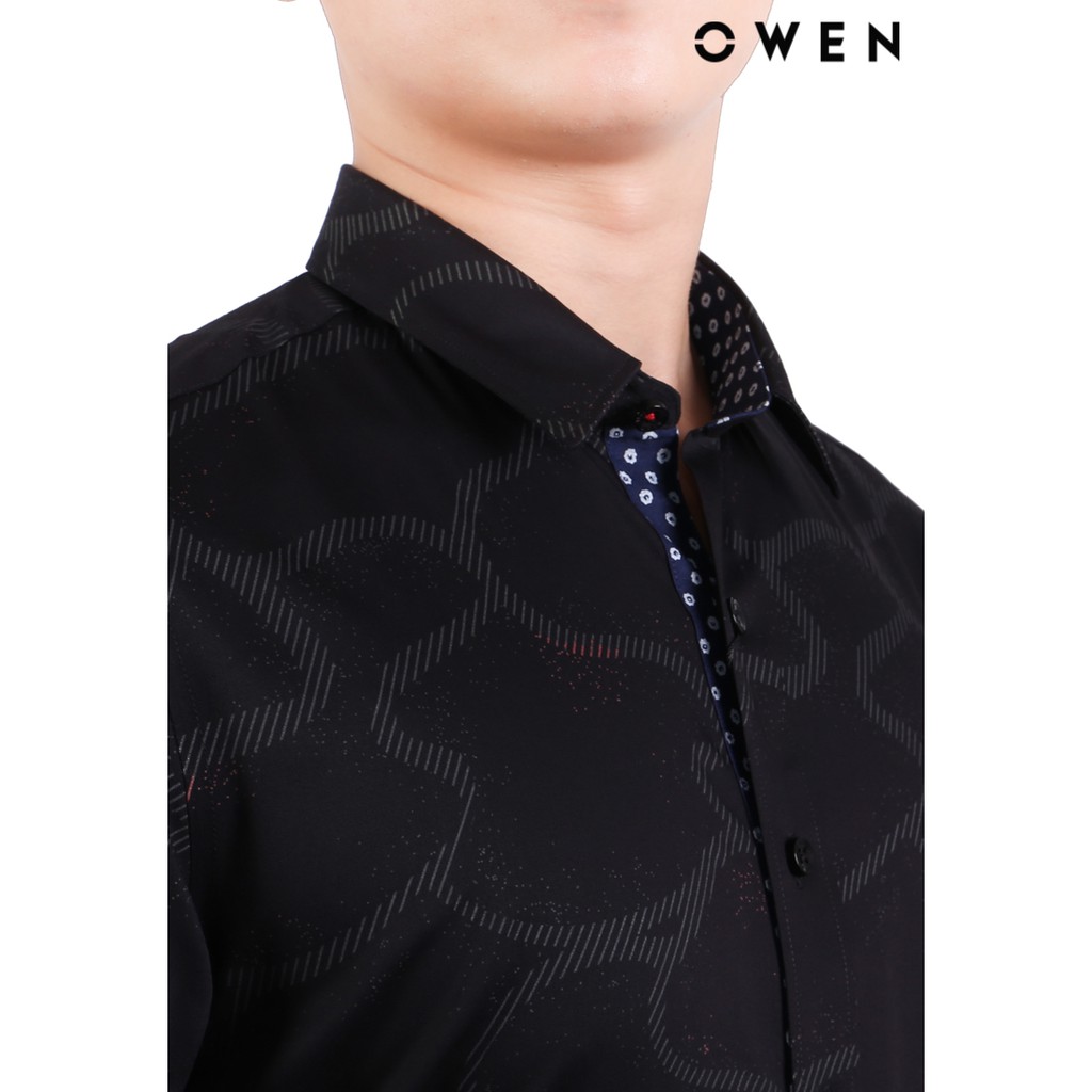 Áo sơ mi nam dài tay Owen dáng RegularFit màu đen - AR80338D