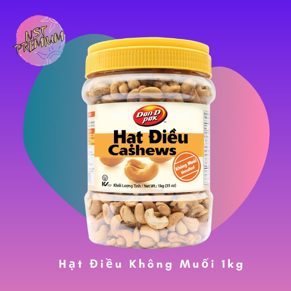 Hạt điều không muối 1 kg Dan D Pak