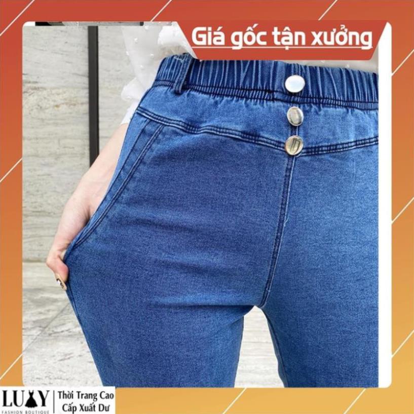 Quần jeans bò nữ ống rộng lưng cao, cạp chun co giãn 4 chiều vải bò dày đẹp, Luxy V193 ! ! Xịn